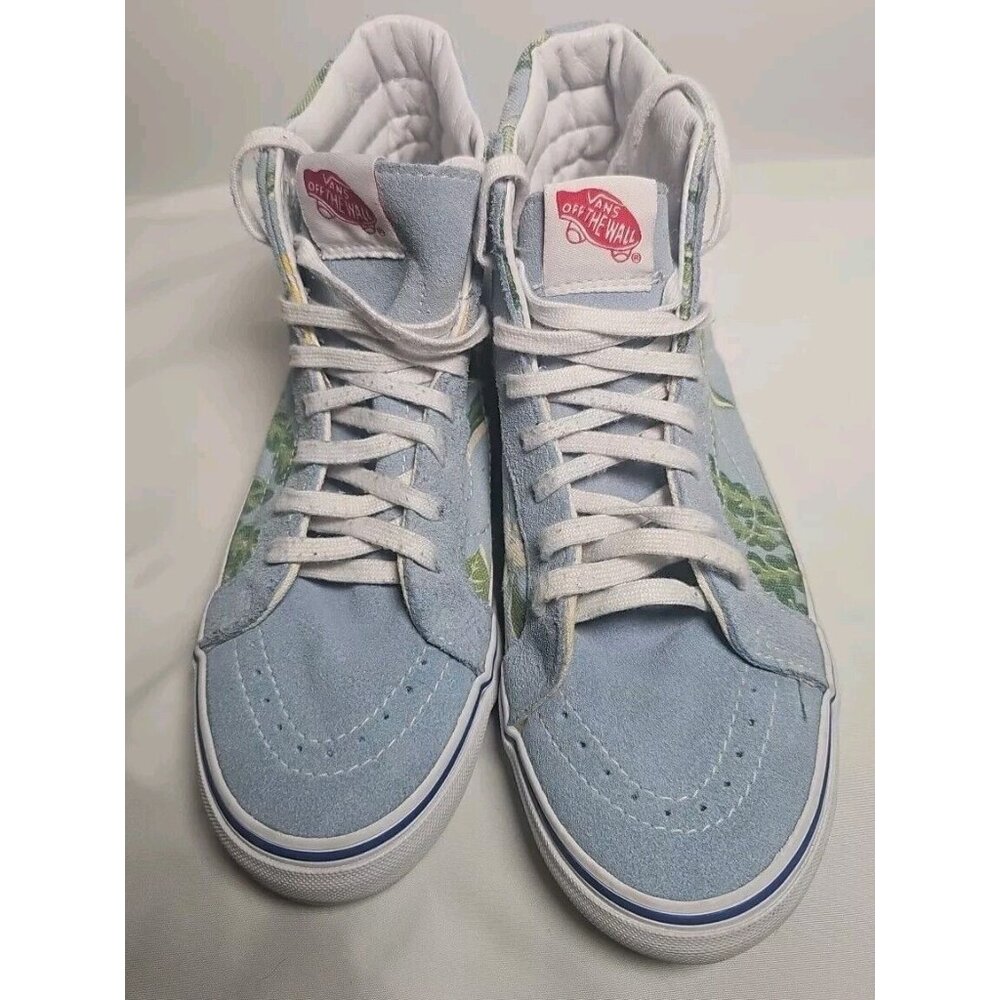 Vans Off The Wall Van Doren Light Blue Floral High Tops Size M6.5 W8